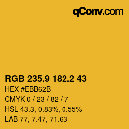 カラーコード: RGB 235.9 182.2 43 | qconv.com