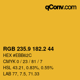 カラーコード: RGB 235.9 182.2 44 | qconv.com
