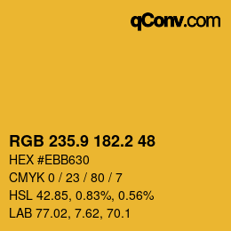 カラーコード: RGB 235.9 182.2 48 | qconv.com