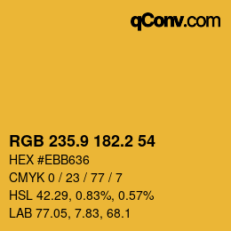 カラーコード: RGB 235.9 182.2 54 | qconv.com