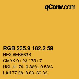カラーコード: RGB 235.9 182.2 59 | qconv.com