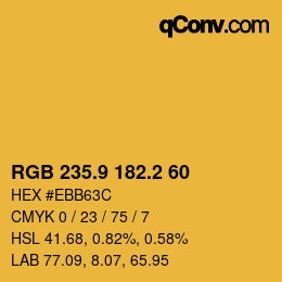 カラーコード: RGB 235.9 182.2 60 | qconv.com