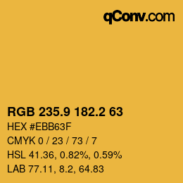 カラーコード: RGB 235.9 182.2 63 | qconv.com