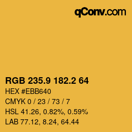 カラーコード: RGB 235.9 182.2 64 | qconv.com