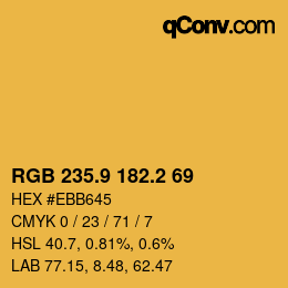 カラーコード: RGB 235.9 182.2 69 | qconv.com
