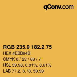 カラーコード: RGB 235.9 182.2 75 | qconv.com