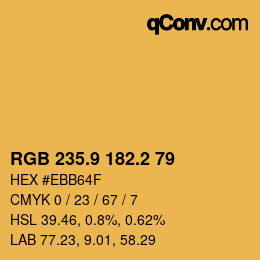 カラーコード: RGB 235.9 182.2 79 | qconv.com
