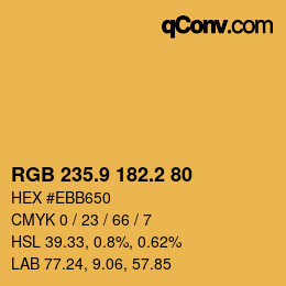 カラーコード: RGB 235.9 182.2 80 | qconv.com