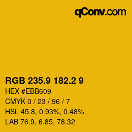 カラーコード: RGB 235.9 182.2 9 | qconv.com
