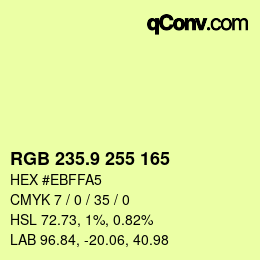 カラーコード: RGB 235.9 255 165 | qconv.com