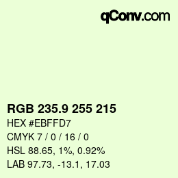 カラーコード: RGB 235.9 255 215 | qconv.com