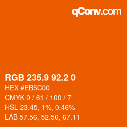 Color code: RGB 235.9 92.2 0 | qconv.com