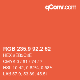 カラーコード: RGB 235.9 92.2 62 | qconv.com