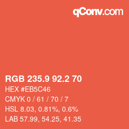 Color code: RGB 235.9 92.2 70 | qconv.com