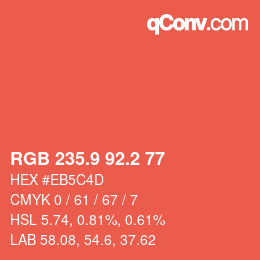 カラーコード: RGB 235.9 92.2 77 | qconv.com