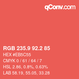 Color code: RGB 235.9 92.2 85 | qconv.com