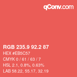 カラーコード: RGB 235.9 92.2 87 | qconv.com