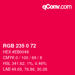 Color code: RGB 235 0 72 | qconv.com
