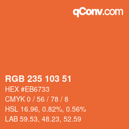 颜色代码: RGB 235 103 51 | qconv.com