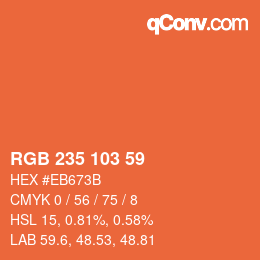 Color code: RGB 235 103 59 | qconv.com