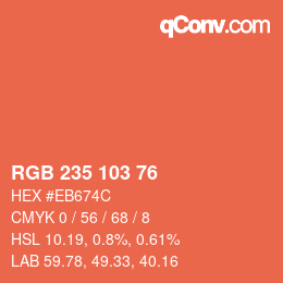 カラーコード: RGB 235 103 76 | qconv.com
