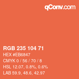 Color code: RGB 235 104 71 | qconv.com