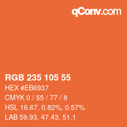 Color code: RGB 235 105 55 | qconv.com