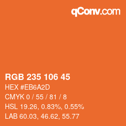 Code couleur: RGB 235 106 45 | qconv.com