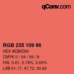 カラーコード: RGB 235 109 96 | qconv.com