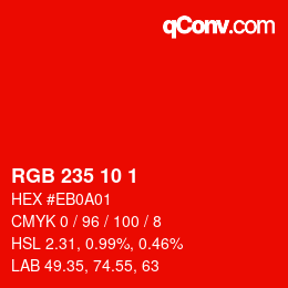 カラーコード: RGB 235 10 1 | qconv.com