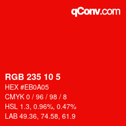 颜色代码: RGB 235 10 5 | qconv.com