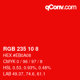 Color code: RGB 235 10 8 | qconv.com