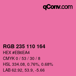 Color code: RGB 235 110 164 | qconv.com