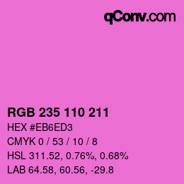 Código de color: RGB 235 110 211 | qconv.com