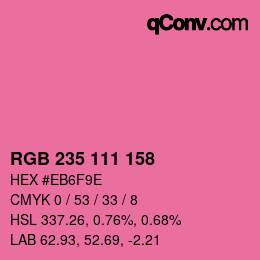 颜色代码: RGB 235 111 158 | qconv.com