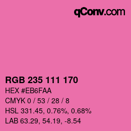 Farbcode: RGB 235 111 170 | qconv.com