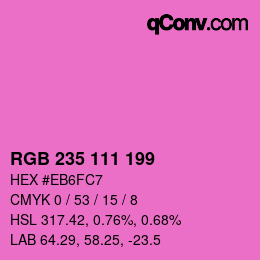 Color code: RGB 235 111 199 | qconv.com