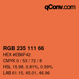 カラーコード: RGB 235 111 66 | qconv.com