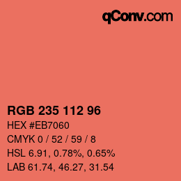 Color code: RGB 235 112 96 | qconv.com
