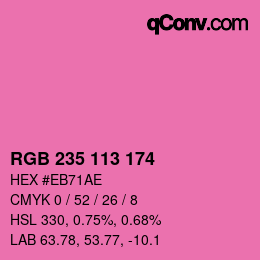 カラーコード: RGB 235 113 174 | qconv.com