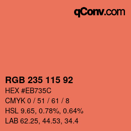 カラーコード: RGB 235 115 92 | qconv.com