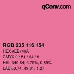 Color code: RGB 235 116 154 | qconv.com