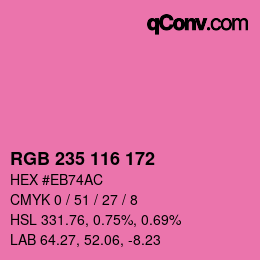 カラーコード: RGB 235 116 172 | qconv.com