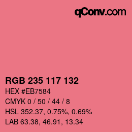 Color code: RGB 235 117 132 | qconv.com