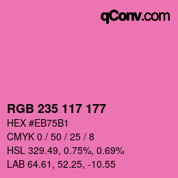 颜色代码: RGB 235 117 177 | qconv.com