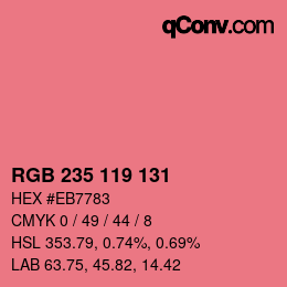 Color code: RGB 235 119 131 | qconv.com