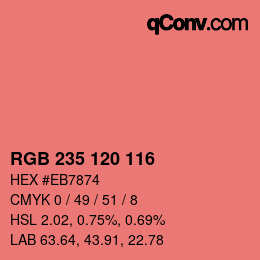 カラーコード: RGB 235 120 116 | qconv.com