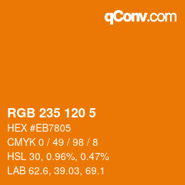 颜色代码: RGB 235 120 5 | qconv.com