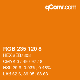 カラーコード: RGB 235 120 8 | qconv.com