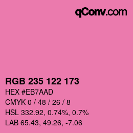 カラーコード: RGB 235 122 173 | qconv.com